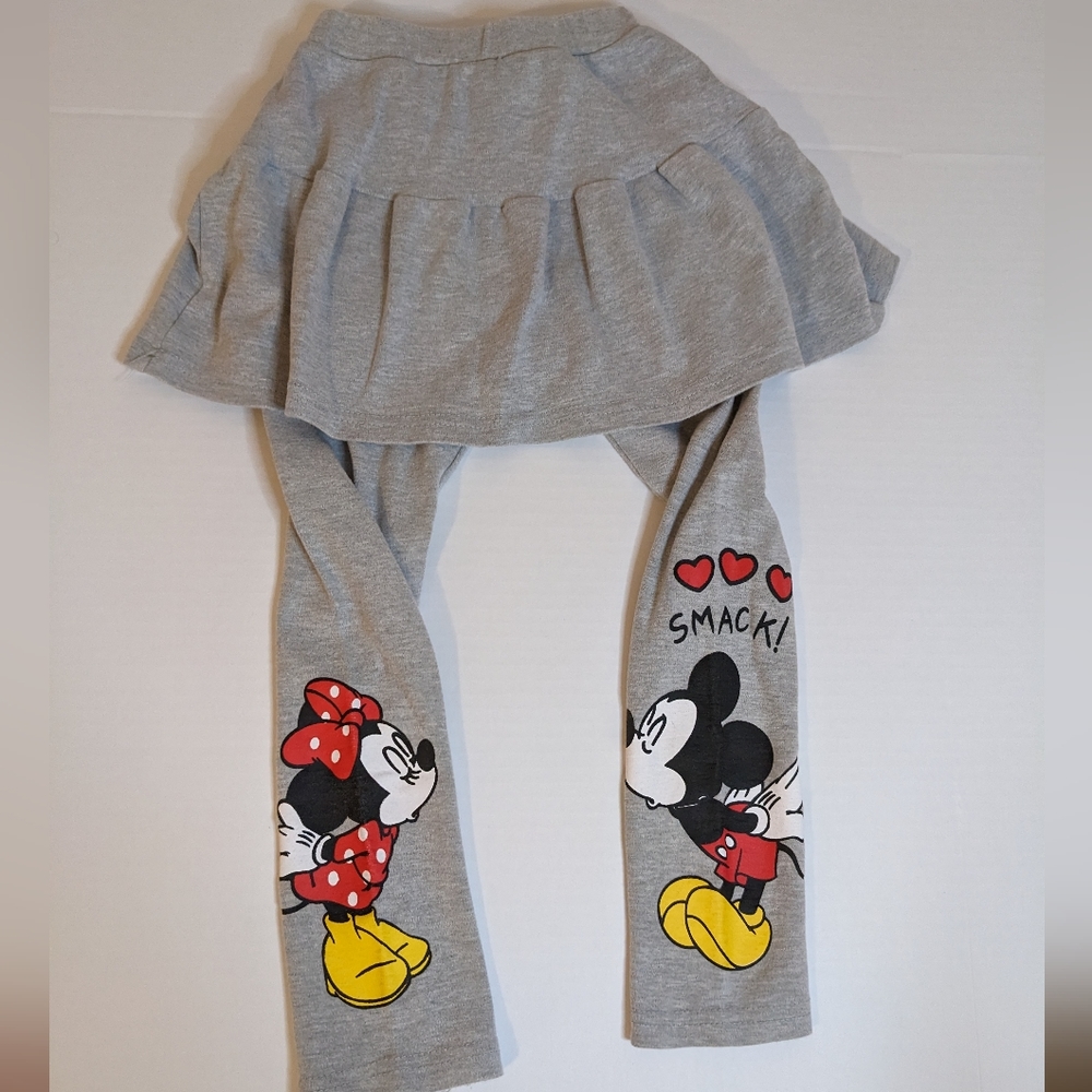 Smooching Valentine's Minnie & Mickey Legging Skirt Grey Girls Size M/L